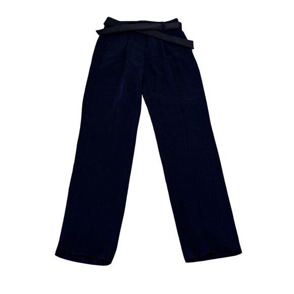 Maje Navy Blue Belted Pleated Trousers Dress Pants Women's Size Small - Picture 1 of 6